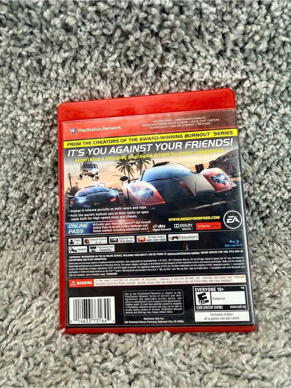 Need for Speed: Hot Pursuit (PS3) - Red Case